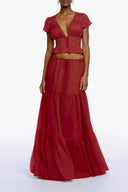 Lorelei Green Floral Lace Chiffon Top & Skirt Set