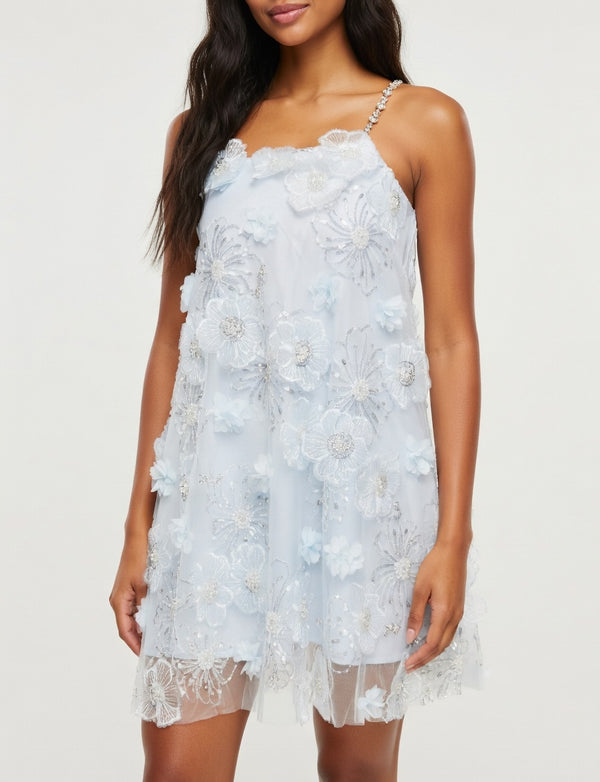 Florence crystal-embellished floral mini dress