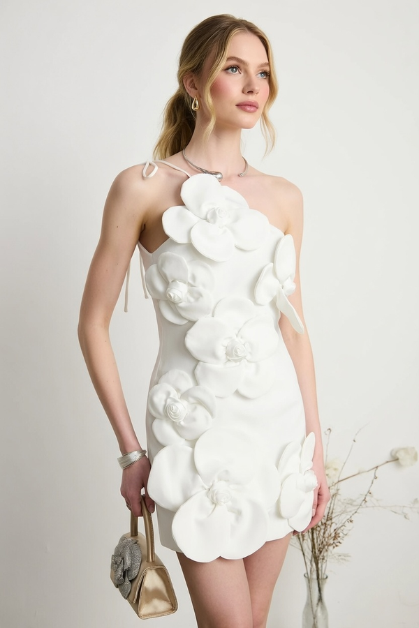 Colette White Floral Off-Shoulder Mini Dress