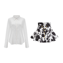 Amaranta floral-print shirt & skirt matching set