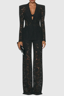 Genevieve Floral Lace Pants Set in Black