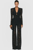 Genevieve Floral Lace Pants Set in White