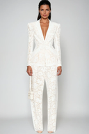 Genevieve Floral Lace Pants Set in White