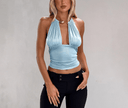 Axelle Plunge Metallic Top in Gold - Aura Muse