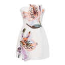 Bianca White Strapless Lily Appliqué Flared Mini Dress - Aura Muse