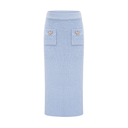 Blanche Blue Knit Two - Piece Blouse and Skirt Set - Aura Muse