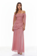 Elysia Pink Cross Front Ruched Maxi Dress - Aura Muse