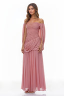 Elysia Pink Cross Front Ruched Maxi Dress - Aura Muse