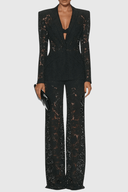 Genevieve Floral Lace Pants Set in Black - Aura Muse