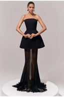Marisa Black Corset Dress & Mesh Skirt Set - Aura Muse