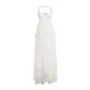 Octavia White Chiffon Ruffle Halterneck Maxi Dress - Aura Muse