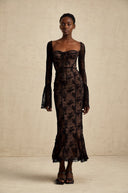 Ravenna Black Flared Lace Maxi Dress - Aura Muse