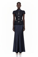 Jolene blue peplum-waist panelled maxi dress