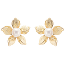 Radiant floral faux-pearl stud earrings