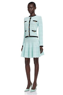 Aubrielle Mint Green Knit Jacket & Pleated Skirt Set