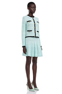 Aubrielle Mint Green Knit Jacket & Pleated Skirt Set