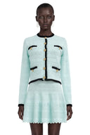 Aubrielle Mint Green Knit Jacket & Pleated Skirt Set