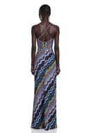 Romilly Blue Printed Maxi Dress With Spaghetti Straps