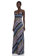 Romilly Blue Printed Maxi Dress With Spaghetti Straps