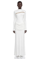 Alix White Long Sleeve Ruched Maxi Dress