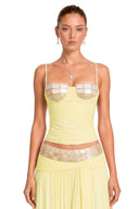 Melusine Yellow Sequin Top & Asymmetrical Skirt Set