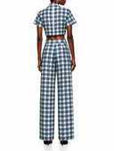 Cecily Blue Plaid Top & Trousers Set