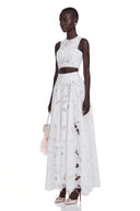 Elvira White Cut-Out Lace Top & Skirt Set
