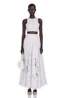 Elvira White Cut-Out Lace Top & Skirt Set