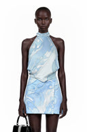 Cressida Blue Floral Halterneck Top & Skirt Set