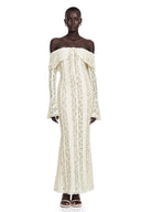 Esmarie floral lace flared-cuff maxi dress in Neutrals