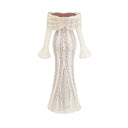 Esmarie floral lace flared-cuff maxi dress in Neutrals