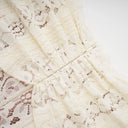 Esmarie floral lace flared-cuff maxi dress in Neutrals
