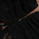 Esmarie floral lace flared-cuff midi dress in Black