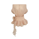 Cyrielle Floral-Appliqué Flounced Mini Dress in Neutrals
