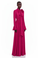 Valeska Purple Ruched Maxi Dress with 3D Florals