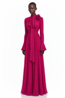 Valeska Purple Ruched Maxi Dress with 3D Florals