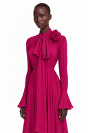 Valeska Purple Ruched Maxi Dress with 3D Florals