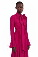Valeska Purple Ruched Maxi Dress with 3D Florals