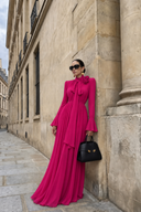 Valeska Purple Ruched Maxi Dress with 3D Florals