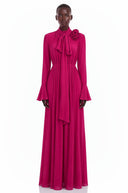 Valeska Purple Ruched Maxi Dress with 3D Florals