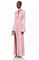 Valeska Pink Ruched Maxi Dress with 3D Florals