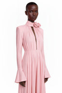Valeska Pink Ruched Maxi Dress with 3D Florals