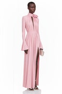 Valeska Pink Ruched Maxi Dress with 3D Florals