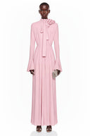 Valeska Pink Ruched Maxi Dress with 3D Florals