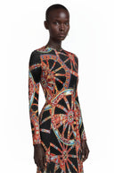 Léocadie Black Abstract Print Long Sleeve Maxi Dress