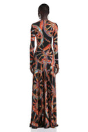 Léocadie Black Abstract Print Long Sleeve Maxi Dress