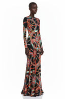 Léocadie Black Abstract Print Long Sleeve Maxi Dress