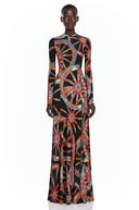 Léocadie Black Abstract Print Long Sleeve Maxi Dress