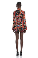 Léocadie Black Abstract Print Long Sleeve Mini Dress