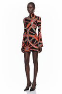 Léocadie Black Abstract Print Long Sleeve Mini Dress